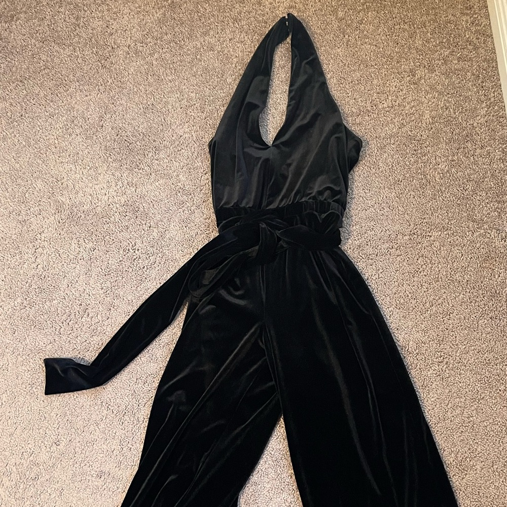 Black Velvet Halter Neck Romper - Banana Republic Factory